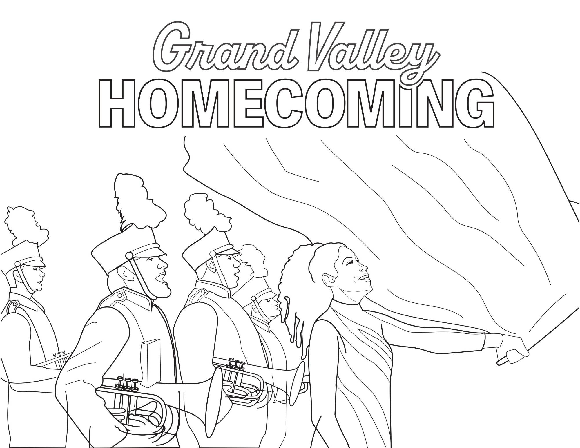 Grand Valley Homecoming Coloring Sheet of marching band